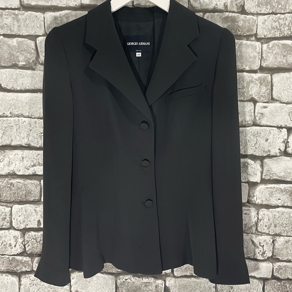 Giorgio Armani Jackets & Blazers - 100% SILK BLACK GIORGIO ARMANI BLAZER SIZE 42